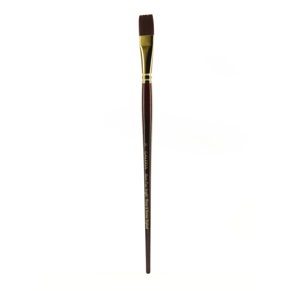 Winsor & Newton Galeria Long-Handled Brush, Size 18, Flat/Bright, Polyester Filament, Dark Burgundy MPN:5731018