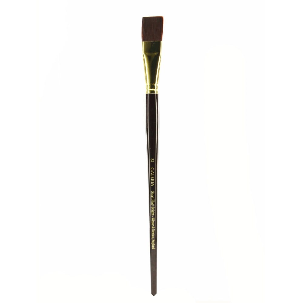 Winsor & Newton Galeria Long-Handle Paint Brush, Size 22, Flat Bristle, Polyester, Burgundy MPN:5731022
