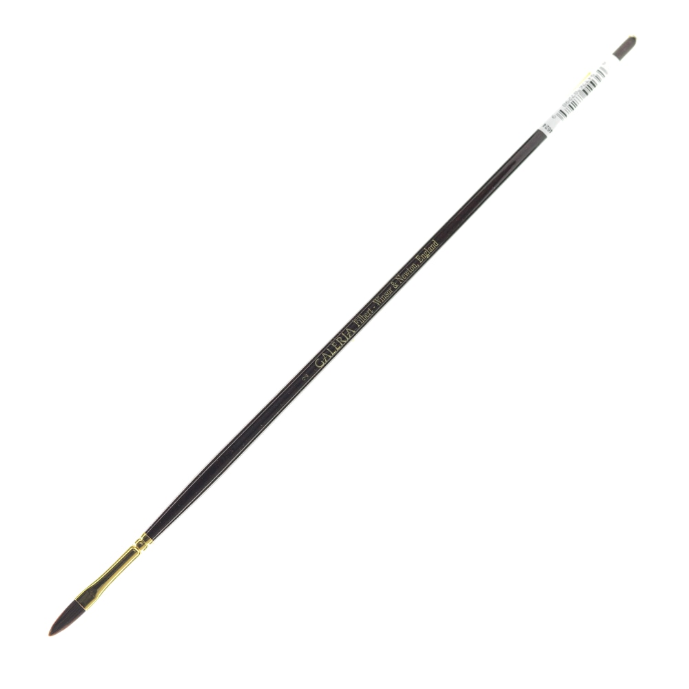Winsor & Newton Galeria Long-Handle Paint Brush, Size 2, Filbert Bristle, Polyester, Burgundy MPN:5732002