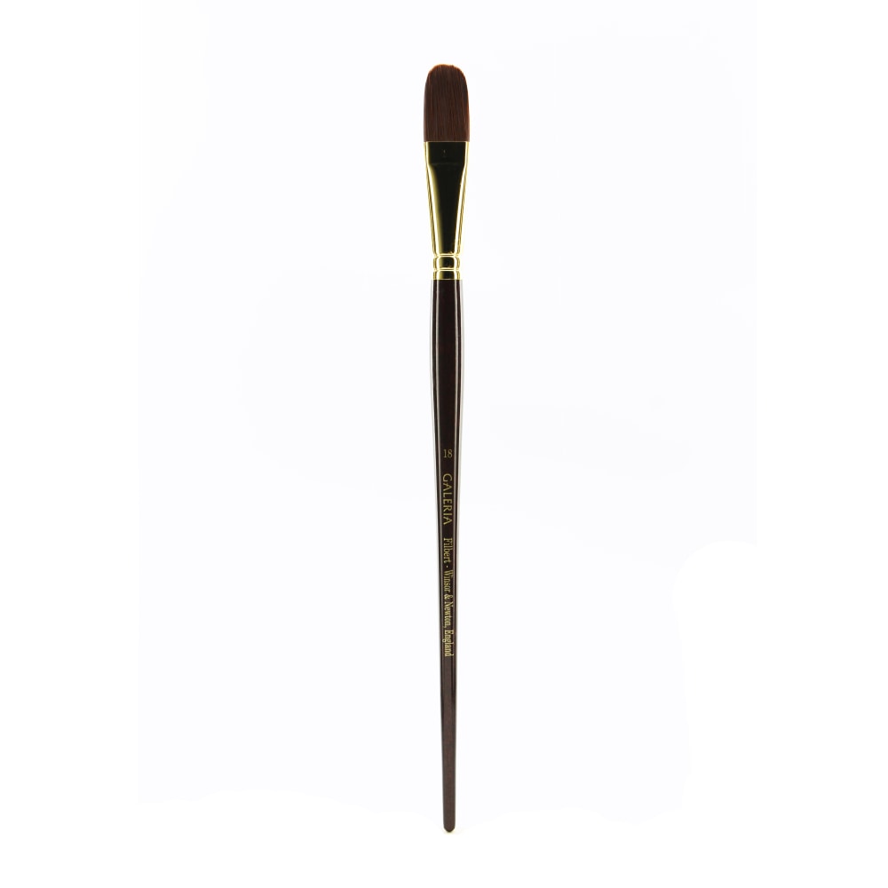Winsor & Newton Galeria Long-Handle Paint Brush, Size 18, Filbert Bristle, Polyester, Burgundy MPN:5732018