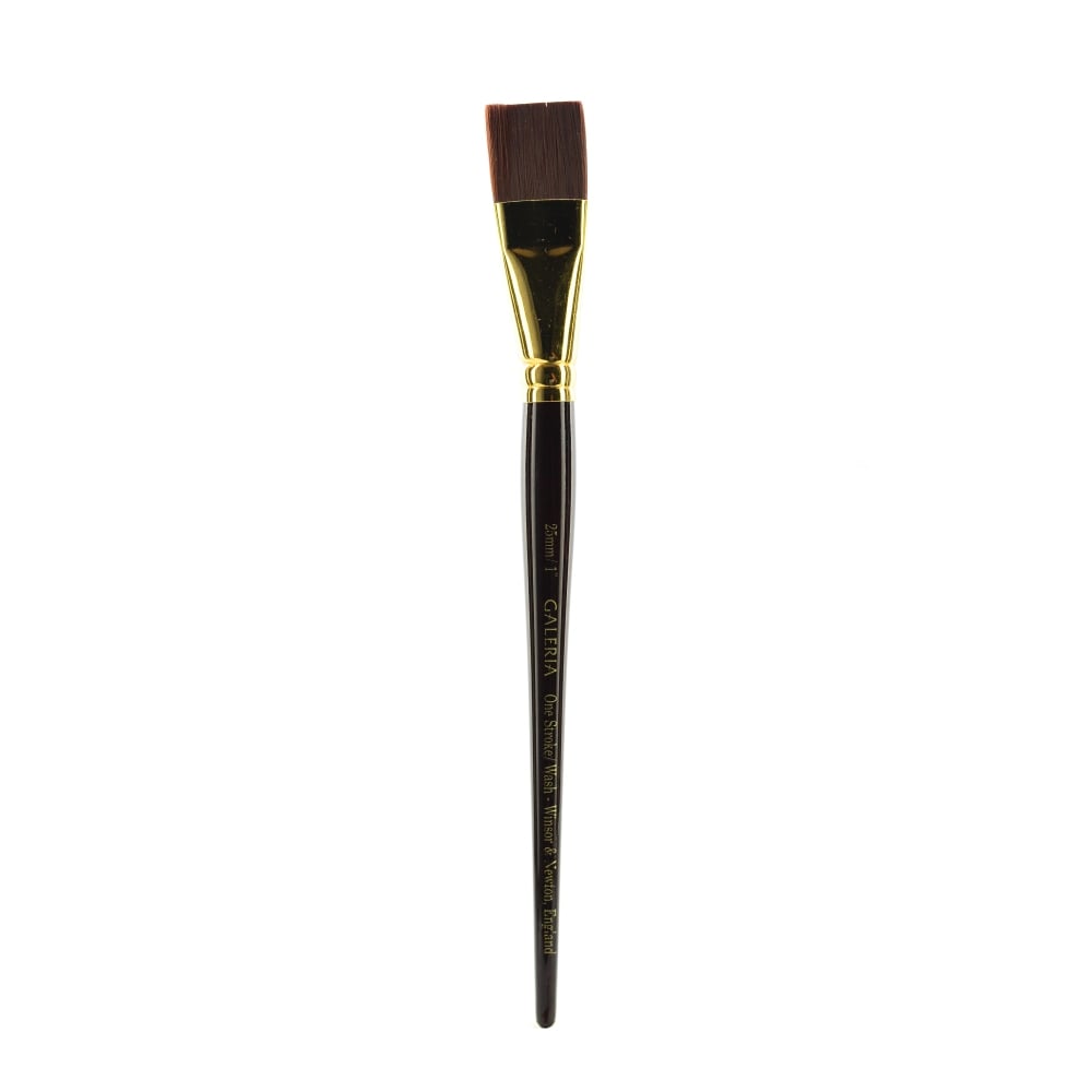 Winsor & Newton Galeria Short-Handle Paint Brush, 1in, One-Stroke Bristle, Polyester, Burgundy MPN:5733125