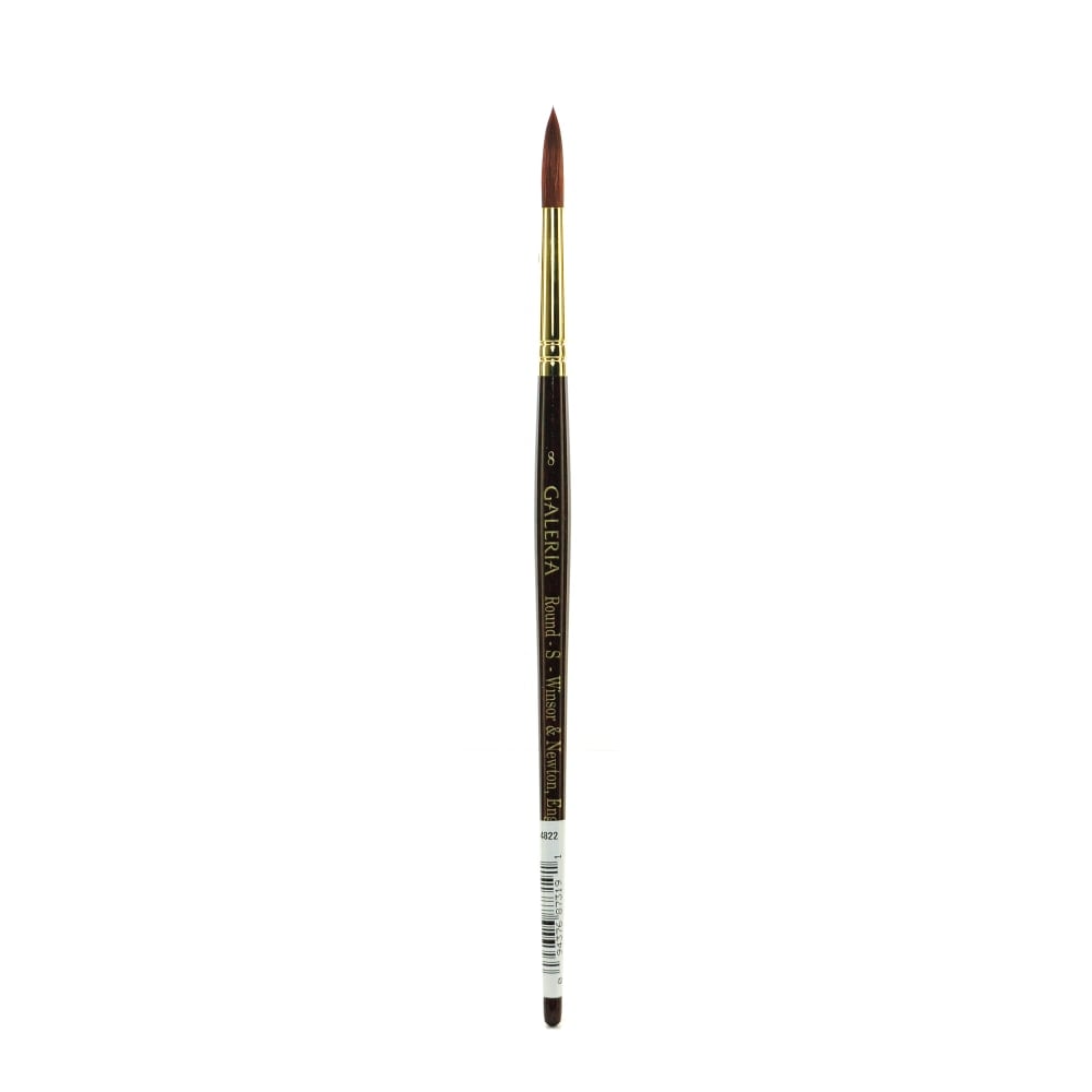 Winsor & Newton Galeria Short-Handle Paint Brush, Size 8, Round Bristle, Polyester, Burgundy MPN:5734008