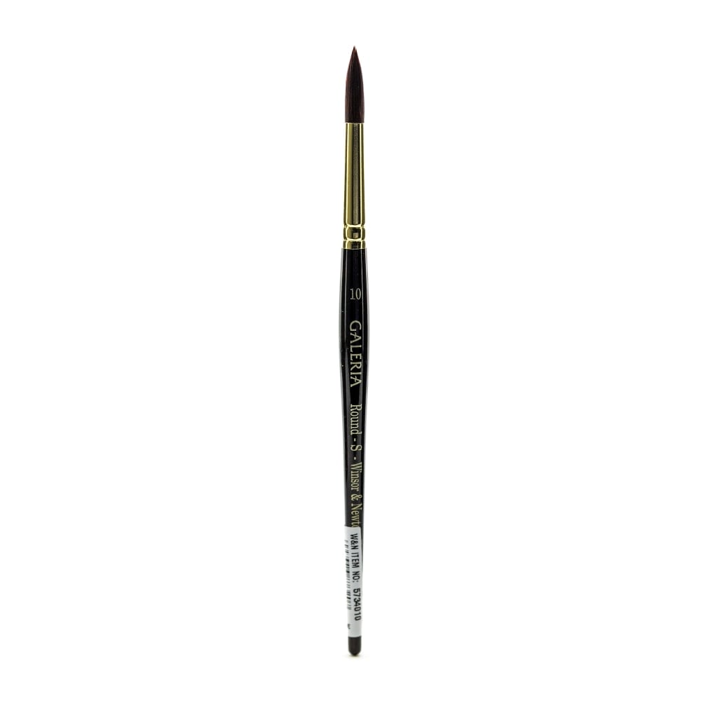 Winsor & Newton Galeria Short-Handle Paint Brush, Size 10, Round Bristle, Polyester, Burgundy MPN:5734010