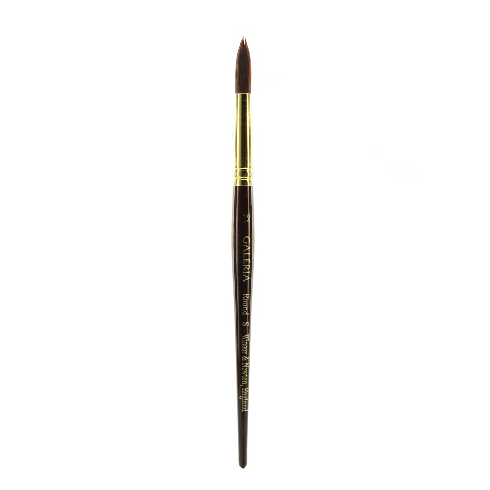 Winsor & Newton Galeria Short-Handle Paint Brush, Size 12, Round Bristle, Polyester, Burgundy MPN:5734012