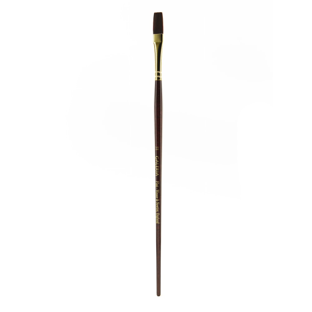 Winsor & Newton Galeria Long-Handle Paint Brush, Size 12, Flat Bristle, Polyester, Burgundy, 5736012 MPN:5736012