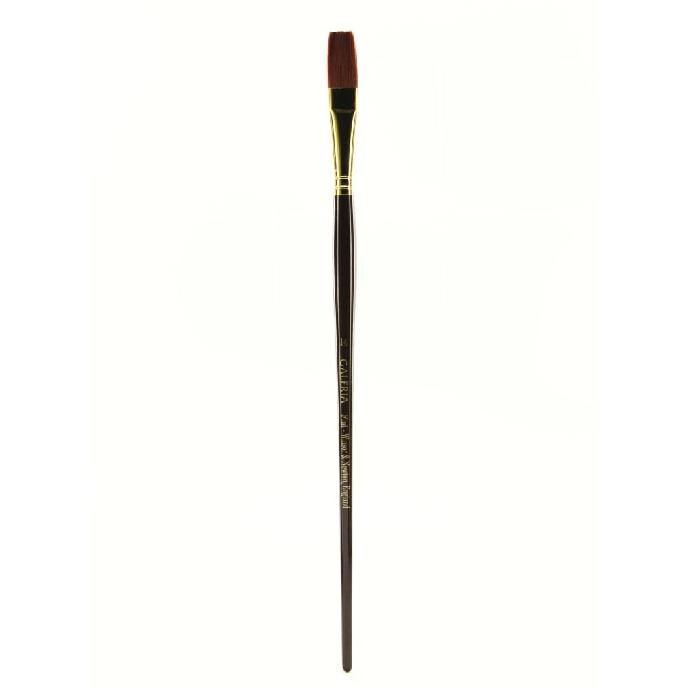Winsor & Newton Galeria Long-Handle Paint Brush, Size 14, Flat Bristle, Polyester, Burgundy, 5736014 MPN:5736014