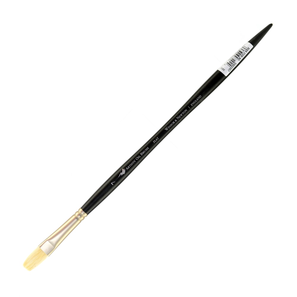 Winsor & Newton Artists Oil Paint Brush, Size 7, Flat Bristle, Hog Hair, Black MPN:5902007