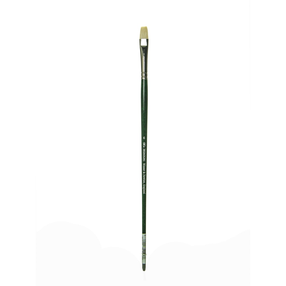 Winsor & Newton Winton Hog Paint Brush, Size 6, Short Flat/Bright Bristle, Hog Hair, Green MPN:5973706