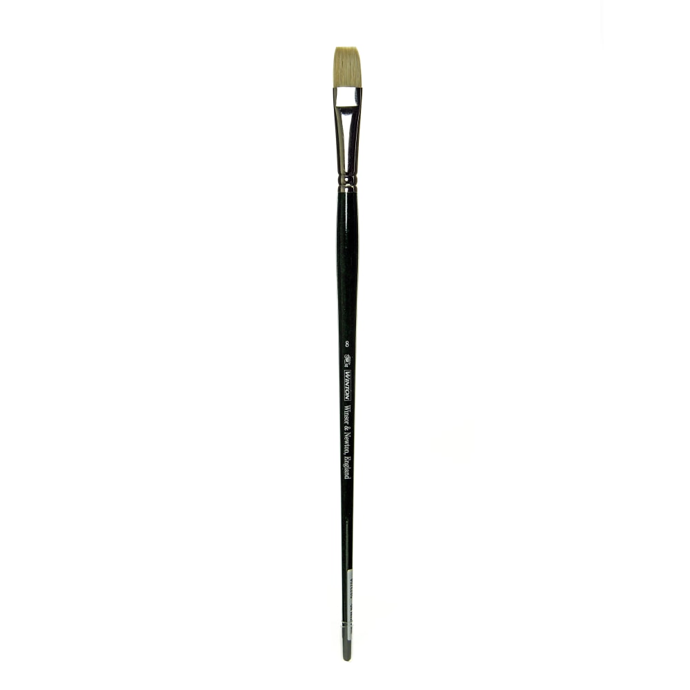 Winsor & Newton Winton Hog Paint Brush, Size 8, Short Flat/Bright Bristle, Hog Hair, Green MPN:5973708