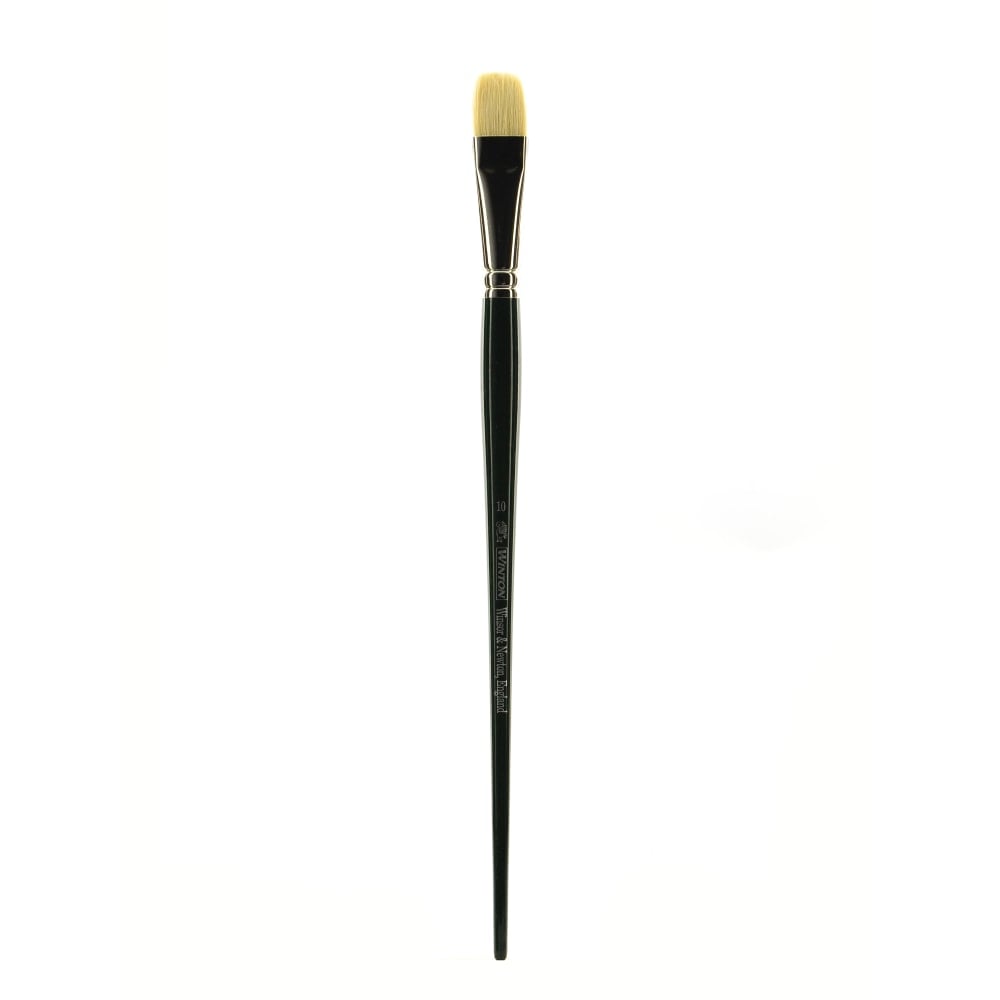Winsor & Newton Winton Hog Paint Brush, Size 10, Flat/Bright Bristle, Hog Hair, Green MPN:5973710