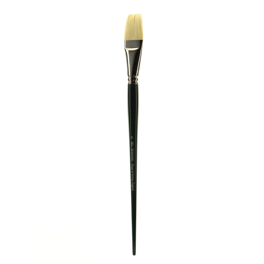 Winsor & Newton Winton Hog Paint Brush, Size 14, Flat/Bright Bristle, Hog Hair, Green MPN:5973714