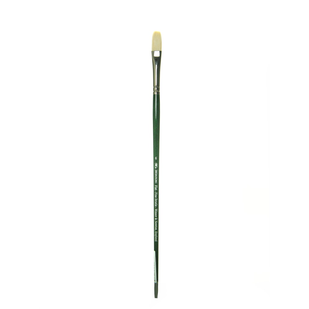 Winsor & Newton Winton Hog Paint Brush, Size 6, Flat Bristle, Hog Hair, Green MPN:5974706