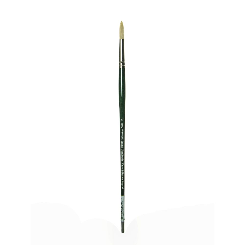 Winsor & Newton Winton Hog Paint Brush, Size 6, Round Bristle, Hog Hair, Green MPN:5975706
