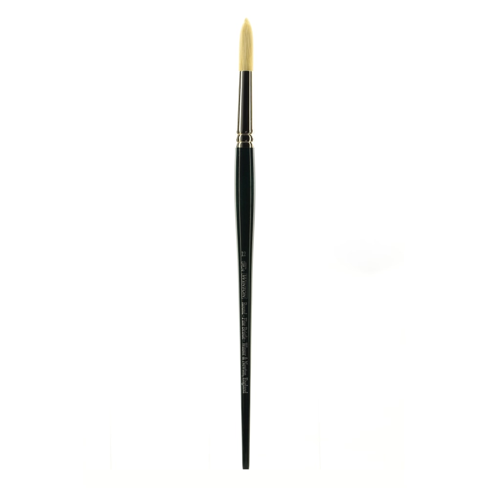 Silver Brush Bristlon Series Paint Brush, Size 1, Round Bristle, Hog Hair, Green MPN:5975712