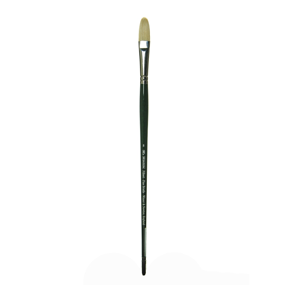 Winsor & Newton Winton Hog Paint Brush, Size 8, Filbert Bristle, Hog Hair, Green MPN:5976708