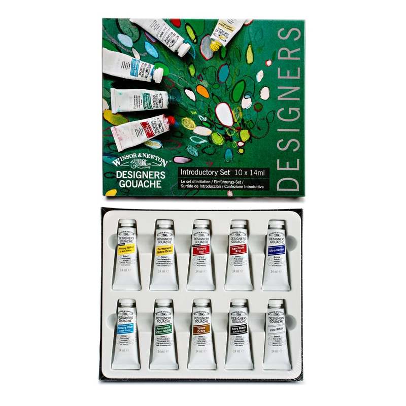 Winsor & Newton Designers Gouache Introductory Set, 0.47 Oz, Set Of 10 MPN:0690173