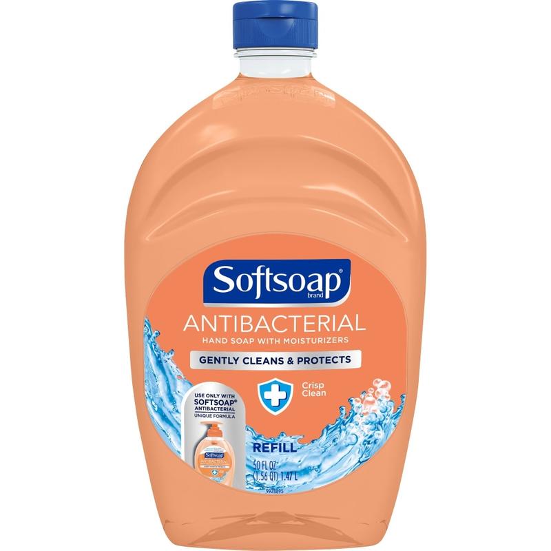 Softsoap Crisp Clean Liquid Hand Soap - Crisp Clean Scent - Pump Bottle Dispenser - Bacteria Remover, 50 Oz - Orange - 6 / Carton MPN:US05261ACT