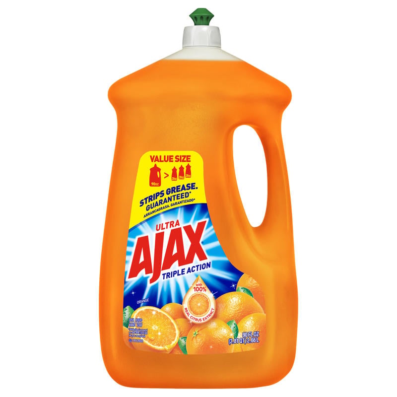 AJAX Triple Action Dish Soap - 90 fl oz (2.8 quart) - Orange Scent - Pleasant Scent, Phosphate-free, Kosher-free - Orange - 1 Each MPN:149874