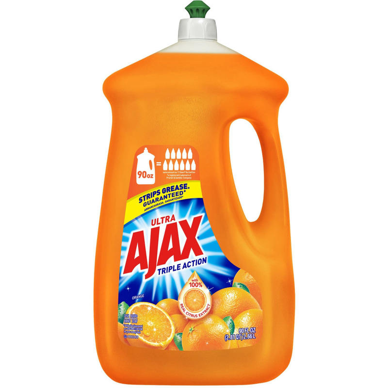 AJAX Triple Action Dish Soap - 90 fl oz (2.8 quart) - Orange Scent - Pleasant Scent, Phosphate-free, Kosher-free - Orange - 4 / Carton MPN:149874CT