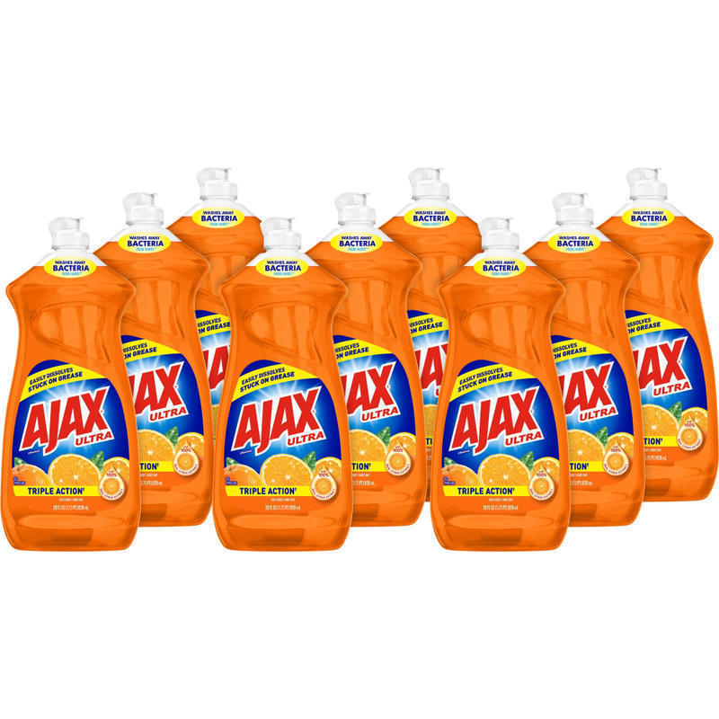 AJAX Ultra Triple Action Liquid Dish Soap, Orange Scent, 28 Oz, Case Of 9 Bottles MPN:44678CT
