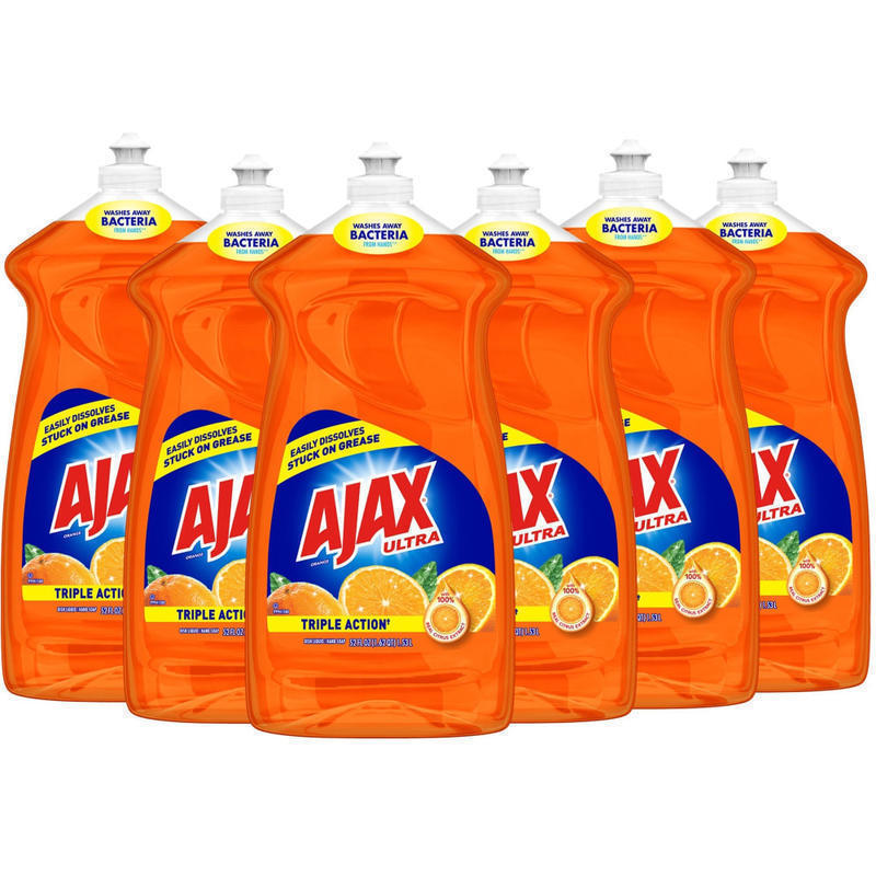 AJAX Triple Action Dish Liquid, 52 Oz, Orange, Carton Of 6 Bottles MPN:49860CT