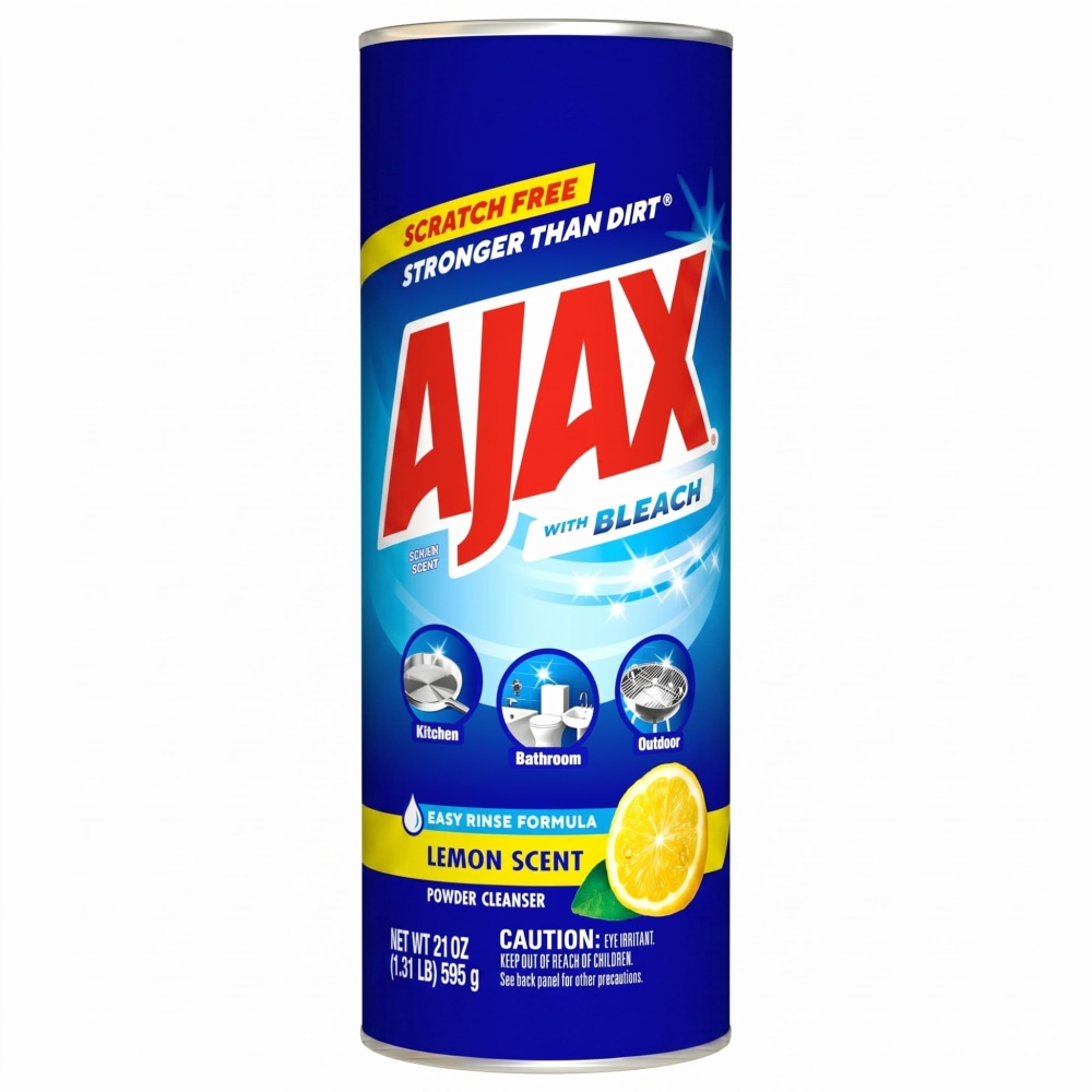AJAX Scourers Powder Cleaner With Bleach, Lemon Scent, 21 Oz MPN:61056531