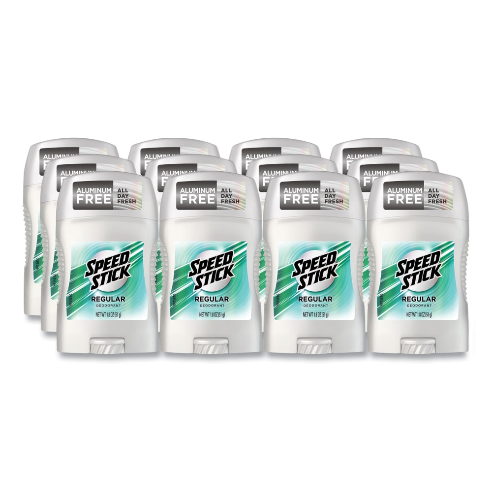 Speed StickDeodorant, Regular Scent, 1.8 oz, White, 12/Carton MPN:194020