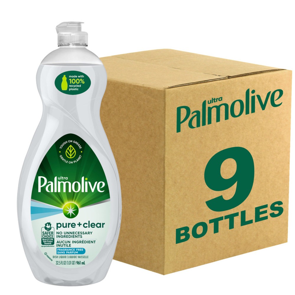 Palmolive Ultra Pure + Clear Liquid Dish Soap, Fragrance Free, 32.5 Oz, Carton Of 9 Bottles MPN:US06448ACA