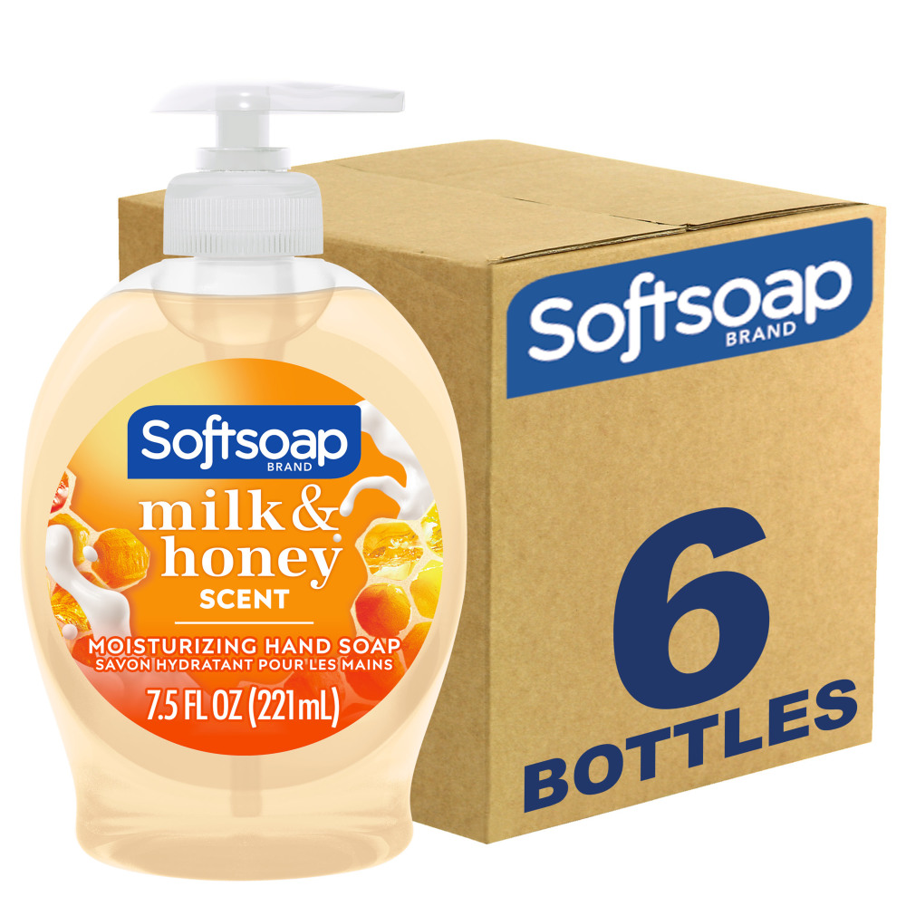 Softsoap Liquid Hand Soap Pump, Moisturizing Hand Soap Liquid, Milk & Honey Scent, 7.5 fl oz, 6/Carton MPN:US04964ACA