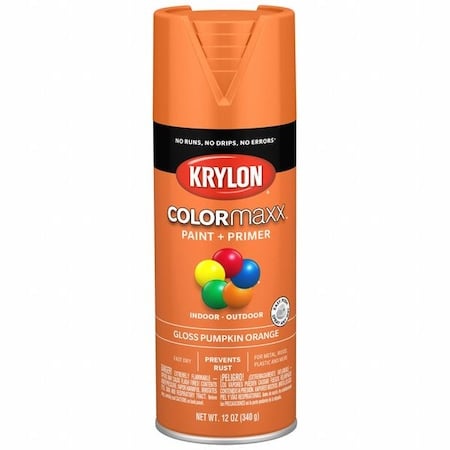 Spray Paint, Pumpkin Orange, Gloss, Solvent, 12 oz MPN:K05532007