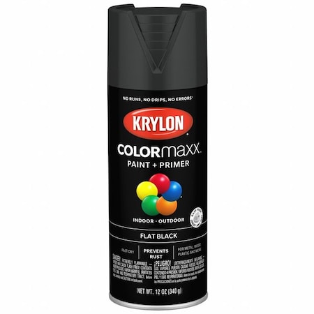 Spray Paint, Black, Flat, Solvent, 12 oz MPN:K05546007