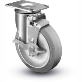 Colson® 2 Series Swivel Plate Caster 2.03256.445 BRK1 Rubber Top Lock Brake 3-1/2