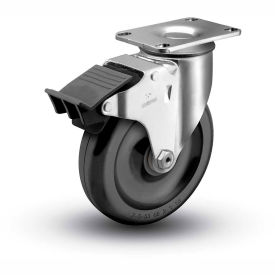 Colson® 2 Series Swivel Plate Caster 2.04256.55 BRK5 Polyolefin Total Lock Brake 4