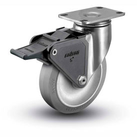 Colson® 2 Series Swivel Plate Caster 2.04456.444 BRK2 - Rubber on Polyolefin 4