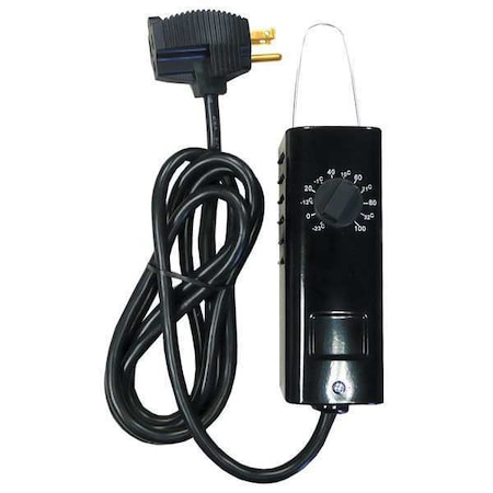 Portable Cooling Thermostat, Cool Only, -10 to 100F, Mechanical Selector Dial, 110 to 125V AC MPN:KTO-121B