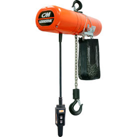CM Lodestar 2 Ton Electric Chain Hoist W/ Chain Container 20' Lift 16 FPM 115V 4233NH