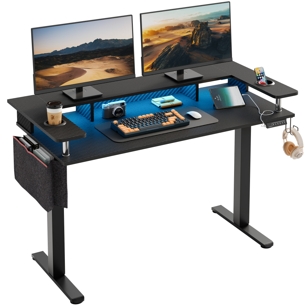 Bestier 58in Ergonomic Wood & Steel Height Adjustable Standing Desk, Carbon Fiber Black MPN:H1024147AUS-BDCF