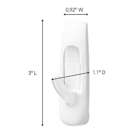 Hook, White, Plastic, 1 in D, PK6 MPN:17001-6ES
