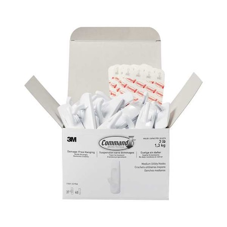 Hook, White, Plastic, 1 in D, PK37 MPN:17001-S37NA