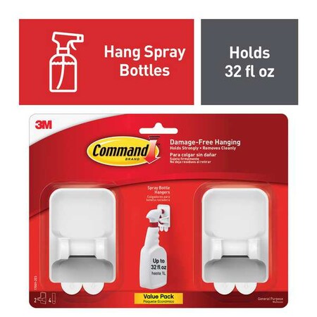 Spray Bottle Hanger, White, Plastic, PK2 MPN:17009-2ES