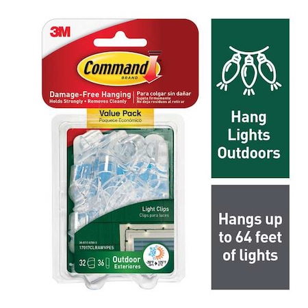 Light Clip, Clear, Plastic, 1/2 in D, PK32 MPN:17017CLRAWVPES