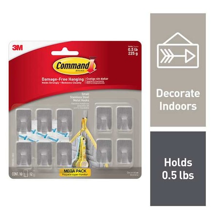 Hook, Silver, Stainless Steel, PK10 MPN:17031SS-10ES