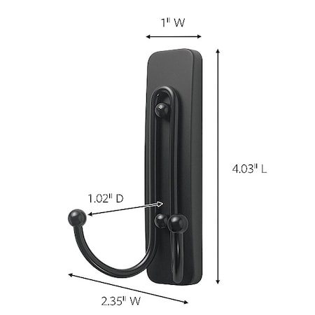 Hook, Black, Metal, 2 in D, 4 1/32 in H MPN:17036MB-ES
