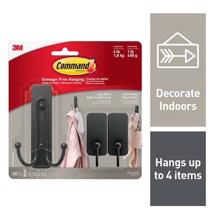 Hook Set, Black, Metal, 1 in D, PK3 MPN:17036MB-VPES