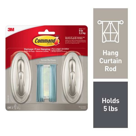 Curtain Rod Hook, Nickel, Metal, PK2 MPN:17053BN-2ES