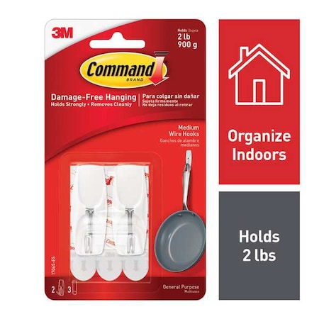 Hook, White, Plastic, 3/4 in D, PK2 MPN:17065-ES