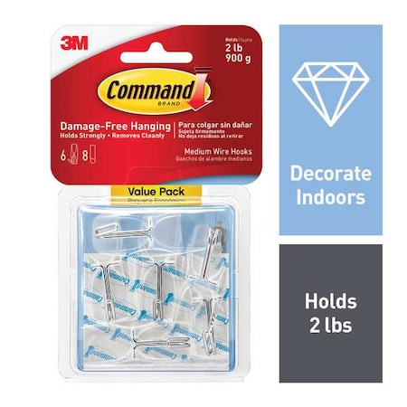 Hook, Clear, Plastic, 3/4 in D, PK6 MPN:17065CLR-6ES