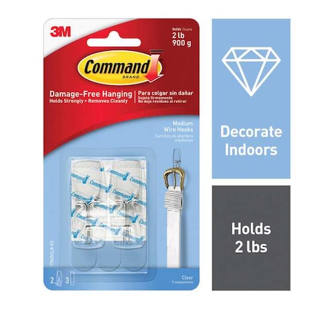 Hook, Clear, Plastic, 3/4 in D, PK2 MPN:17065CLR-ES