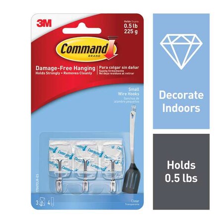 Hook, Clear, Metal/Plastic, 3/4 in D, PK3 MPN:17067CLR-ES