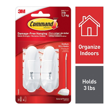 Hook, Molded Plastic, 1-1/8 In, PK2 MPN:17068